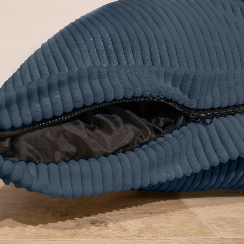 Pouf velours côtelé déhoussable BANANAIR 180 x 140 cm bleu nuit - 4