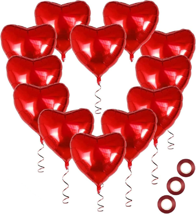 Ballon coeur, 30 pcs Ballon Coeur Rouge Hélium,Ballons de Fleuret en Forme de Coeur pour la fête, Anniversaire, Saint Valentin, Mariage, fiançailles