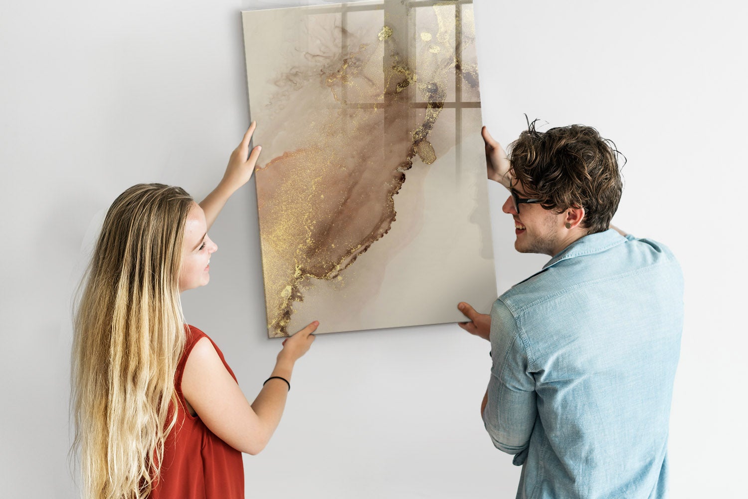 Tableau magnétique mural, Tulup - 70x100 cm - Marbre pailleté, 5 aimants, une éponge, un marqueur noir - 2