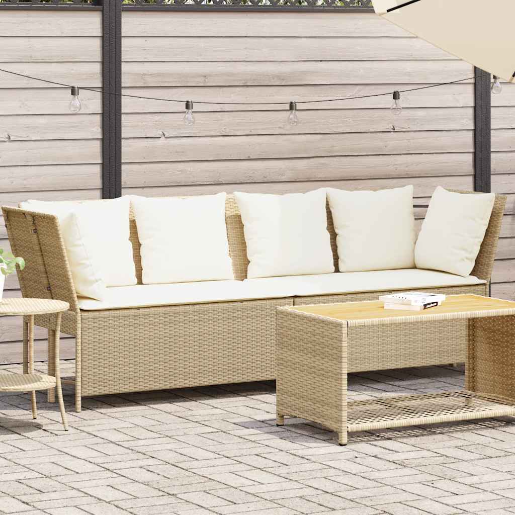 Sofa ogrodowa z poduszkami beżowy polirattan vidaXL