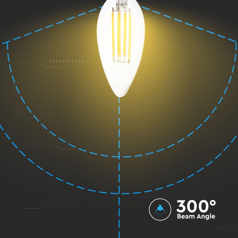 Lampadina LED 4W Filamento E14 Copertura Trasparente Candela 3000K 400lm - 5