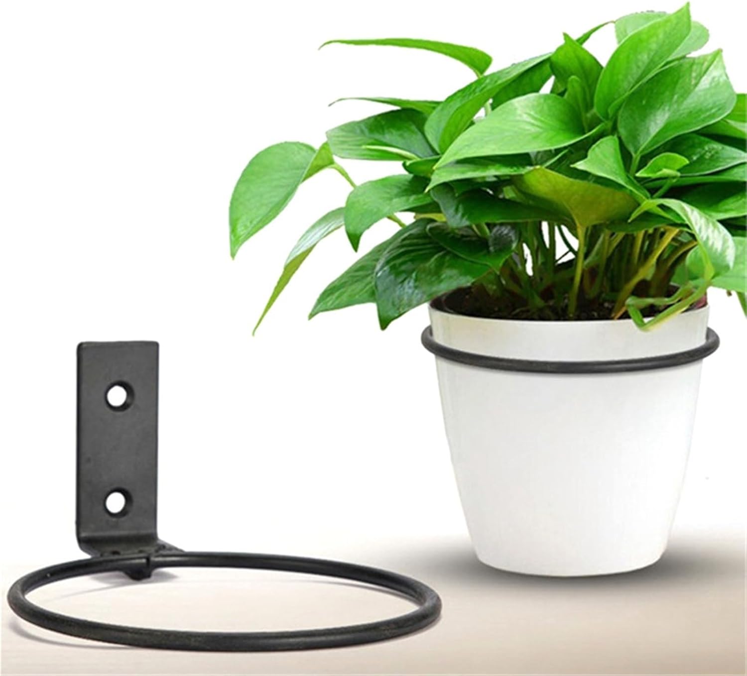 1 szt. składany, żelazny uchwyt na doniczkę, montowany na ścianie, średnica 18 cm, czarny, odpowiedni do ogrodu i na balkon