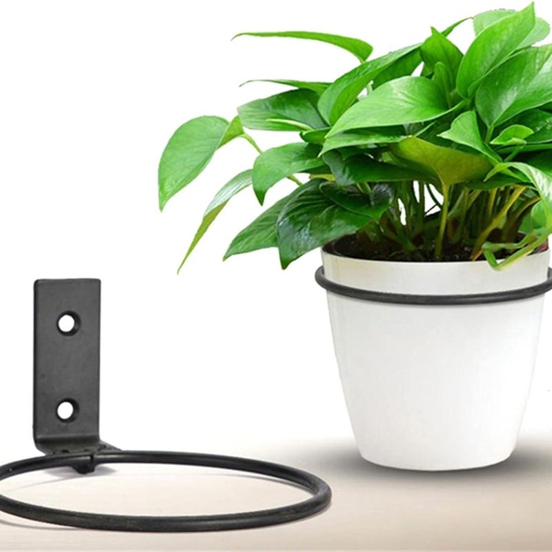 1 szt. składany, żelazny uchwyt na doniczkę, montowany na ścianie, średnica 18 cm, czarny, odpowiedni do ogrodu i na balkon
