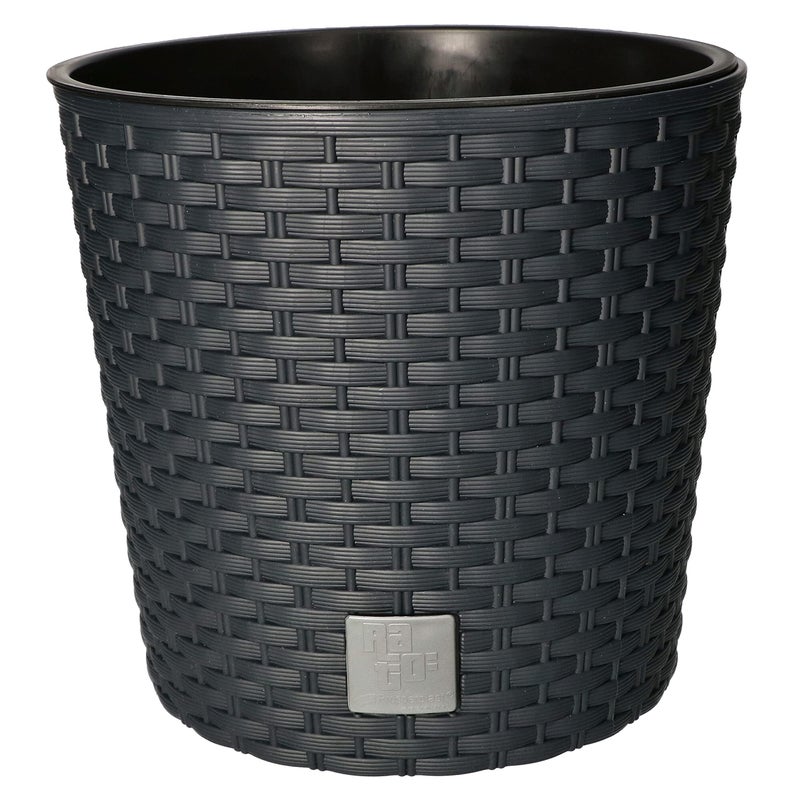 Doniczka rattan osłona donica antracyt 200 + wkład - KOTARBAU