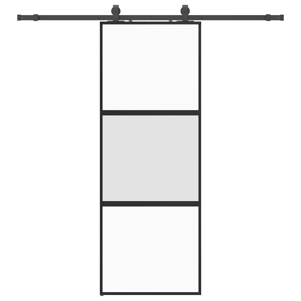 Puerta corredera con herrajes negro 76x205 cm vidrio templado vidaXL - 2
