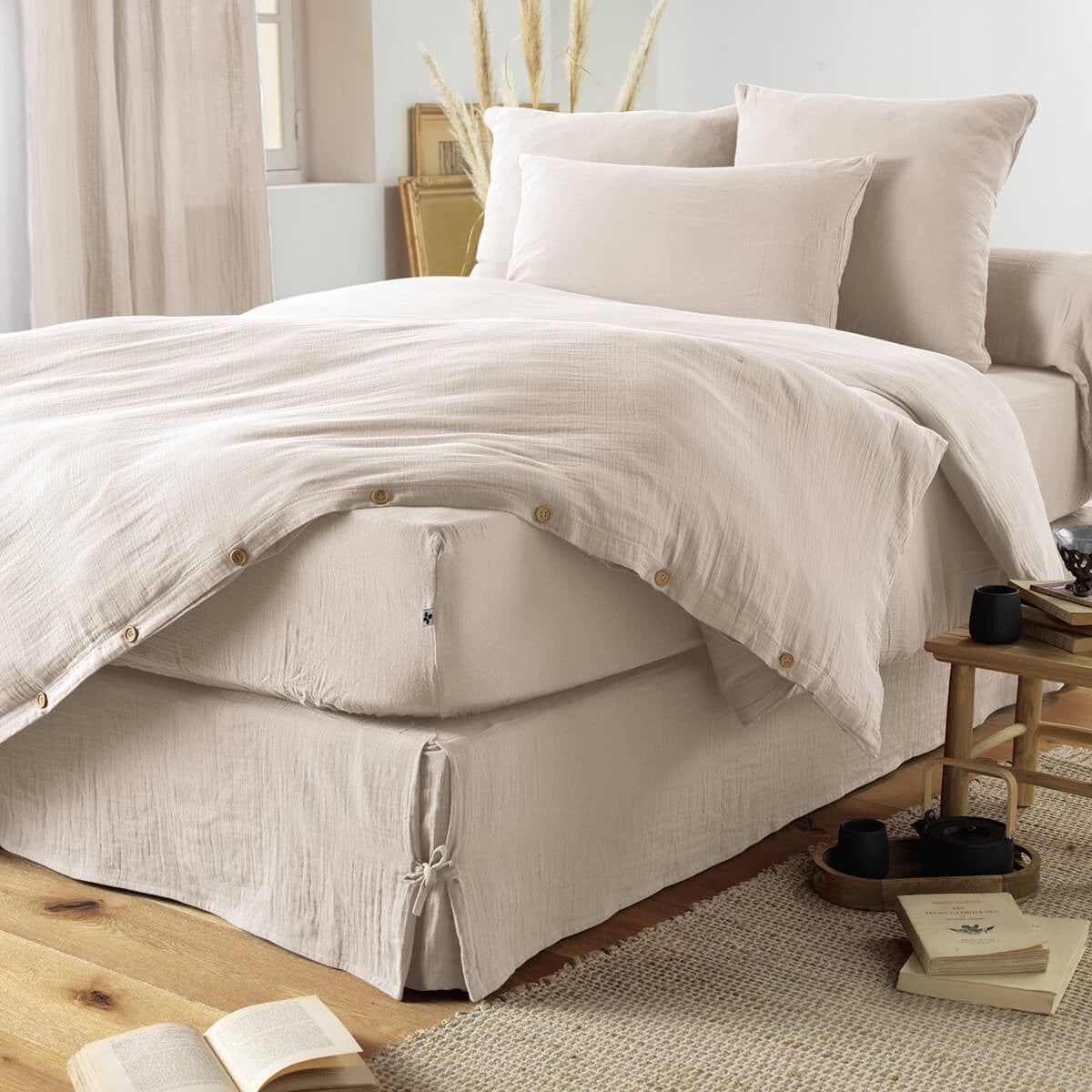 OUREA - Drap Housse 90x190cm Gaze de Coton Pampa - 2
