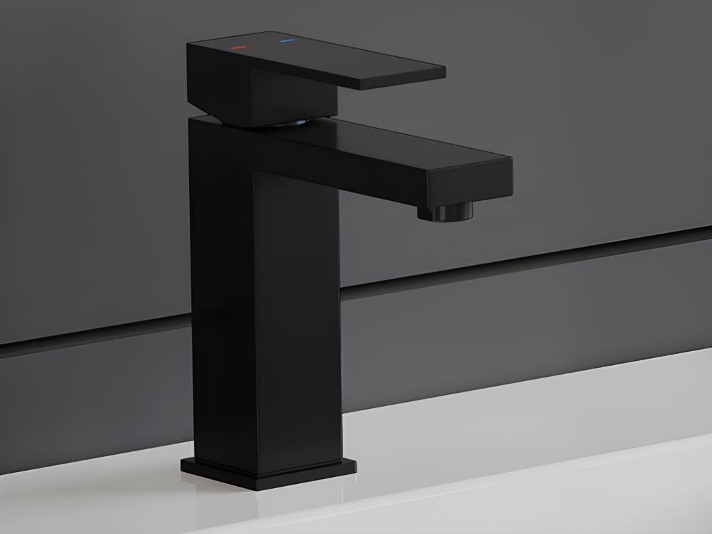Rubinetto Del Lavabo Quadrato In Ottone Nero Opaco Miscelatore Da Cucina Lavello