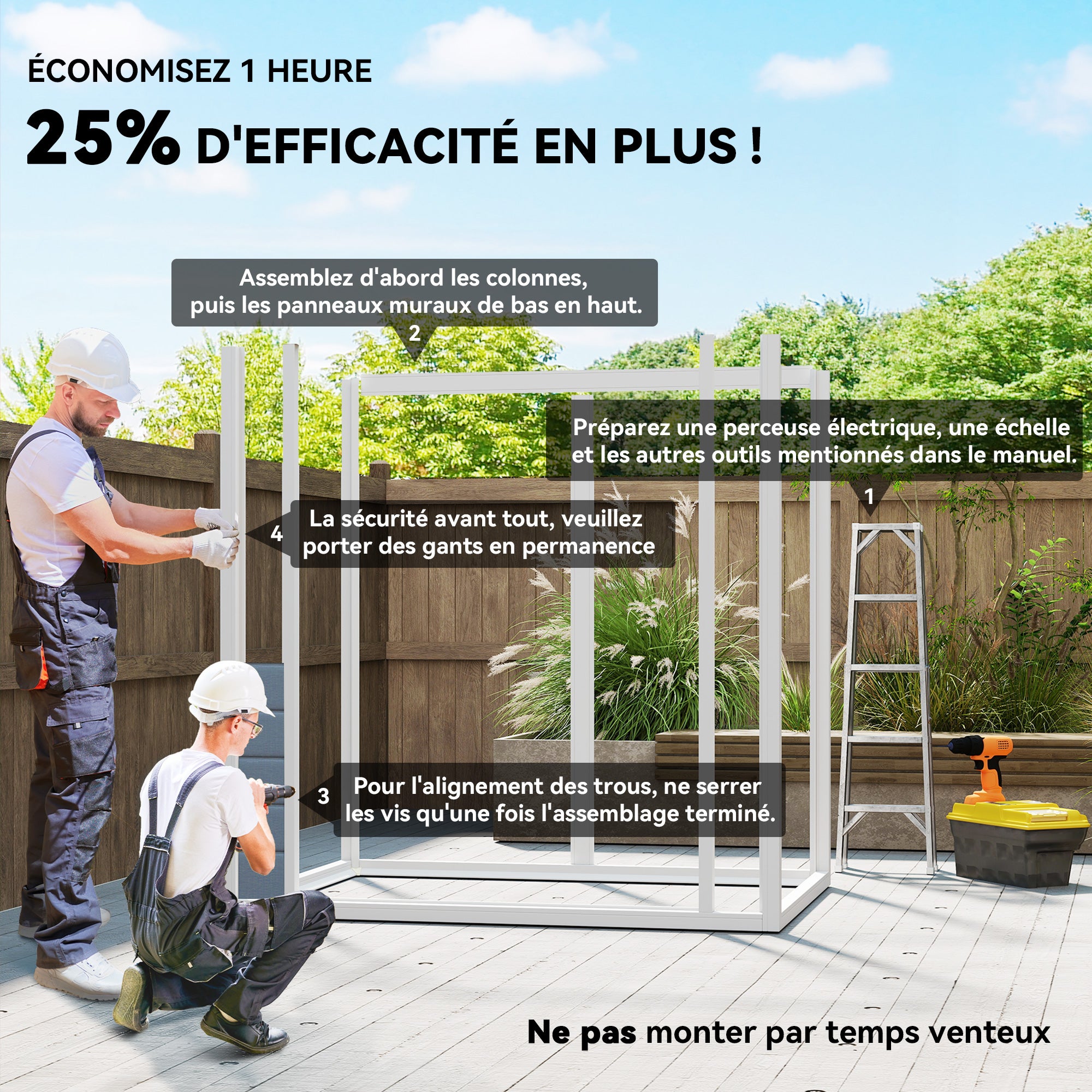 Armoire de jardin polypropylène Outsunny 2,12 m² gris - 4