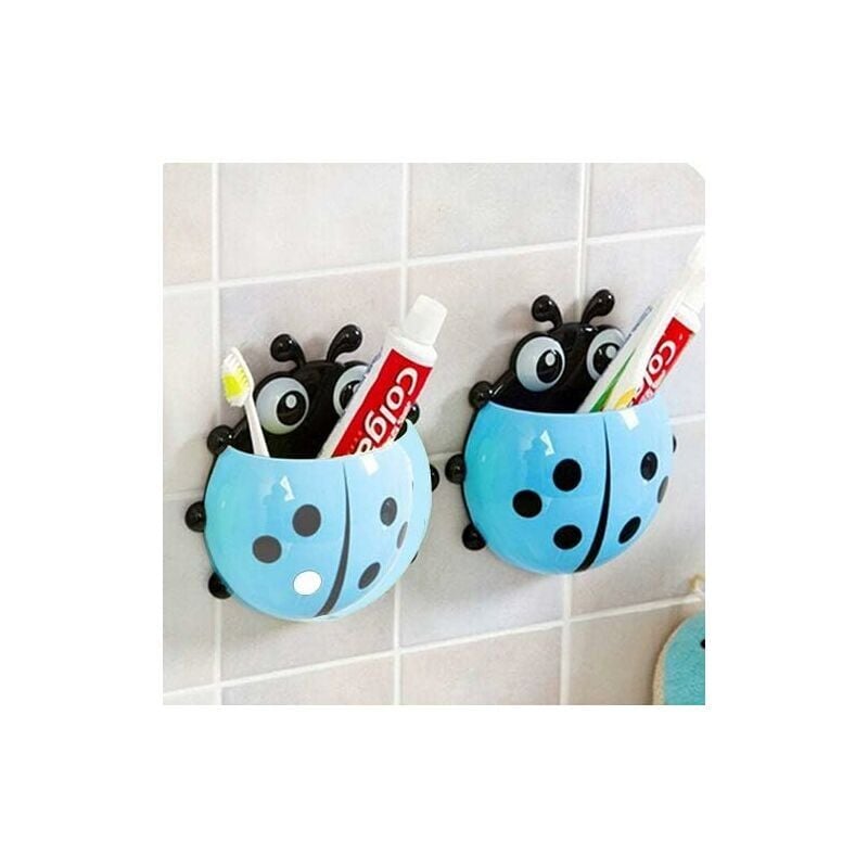 Portaspazzolino A Ventosa Per Bambini A Forma Di Coccinella | Adesivo Per Parete, Organizer Da Bagno In PP, 13x13x5 Cm, Rosso - 4