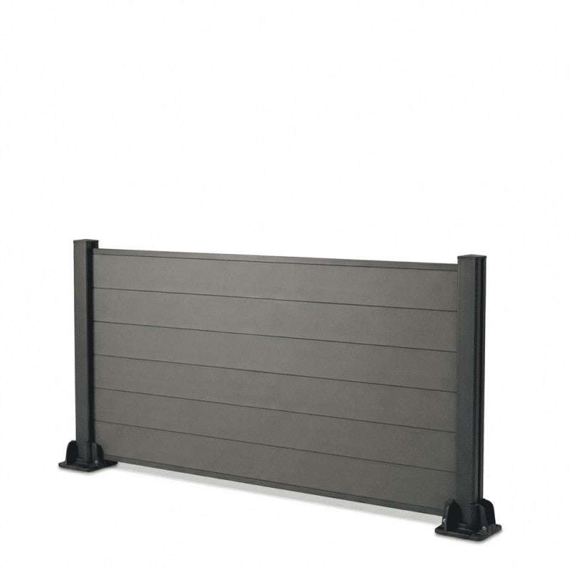 Kit complet clôture composite et aluminium sur platine L10.80 x H1m gris anthracite - 2