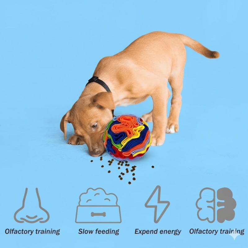 Bola interativa para cães, com tira de tecido macio que funciona como quebra-cabeça e esconde comida mastigável (Colorida) - 4