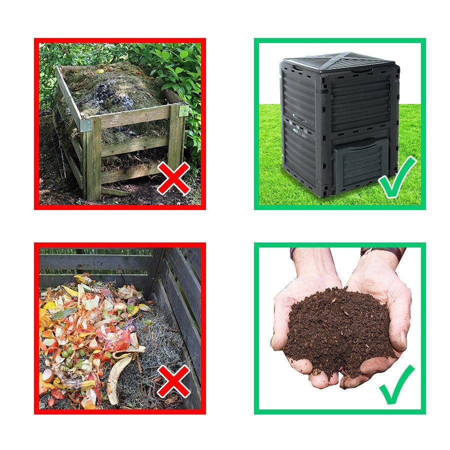 CAIXA DE COMPOSTAGEM 300 l COR PRETA 61x61x83cm - 4