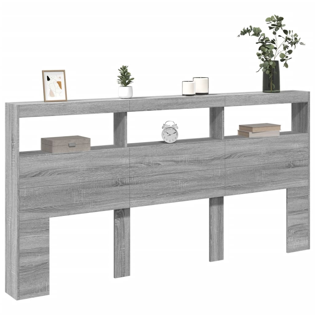 Armoire tête de lit avec LED sonoma gris 200x17x102 - 5