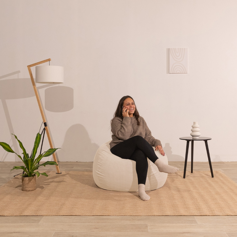 Pouf poire déhoussable velours côtelé BANANAIR 80x70 cm beige - 2