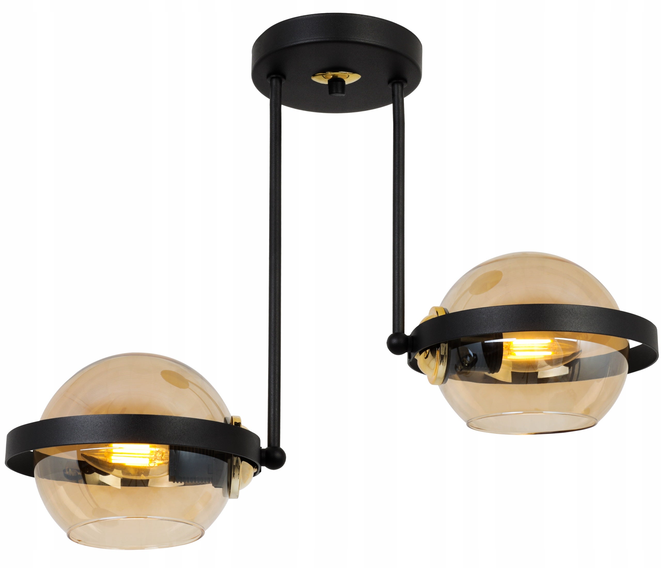Lampa sufitowa wisząca LED modern 2xE27 klosz okrągły czarny/miodowy Light Home LH - 7