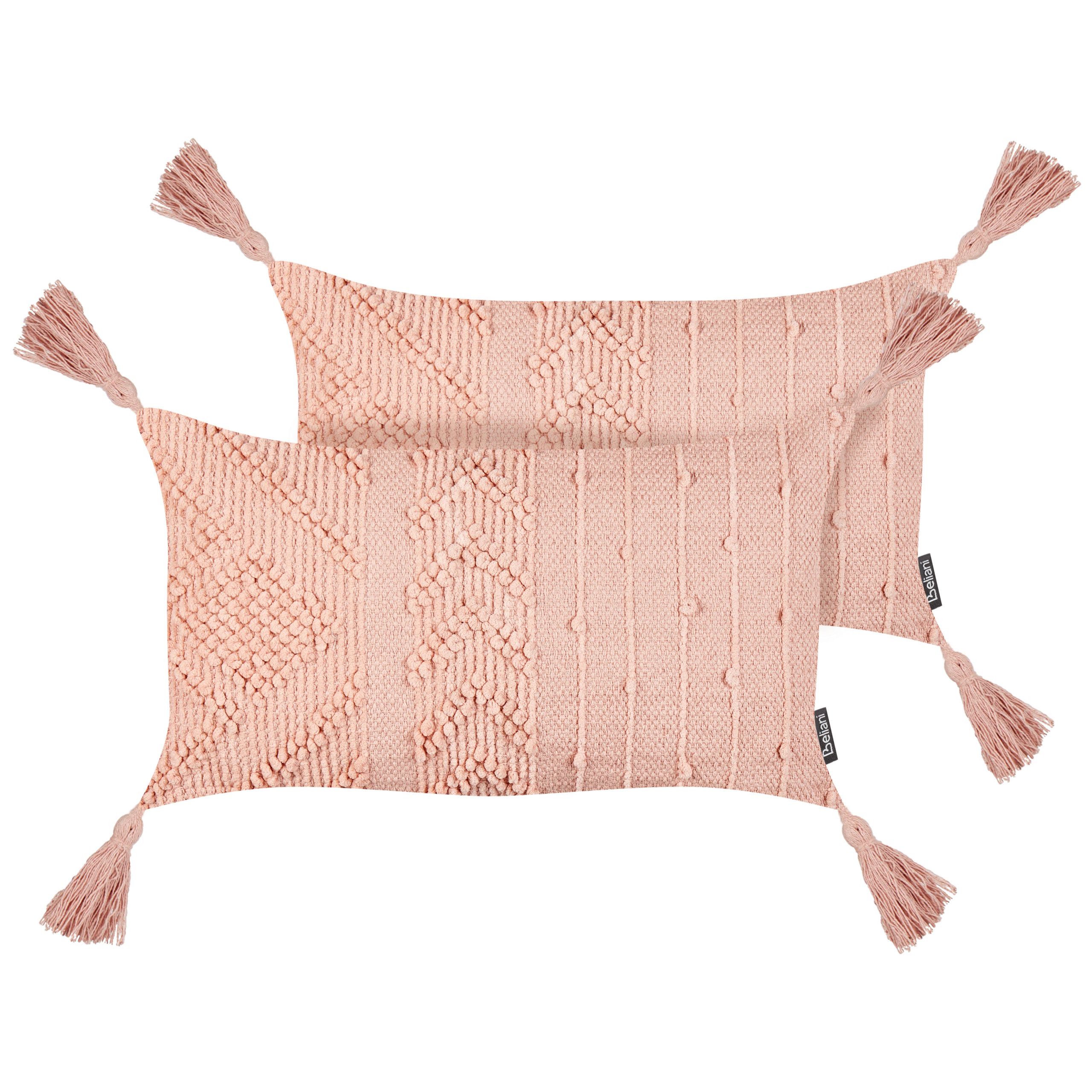 Beliani conjunto de 2 cojines valvaria algodón 30 x 50 cm liso rosa melocotón