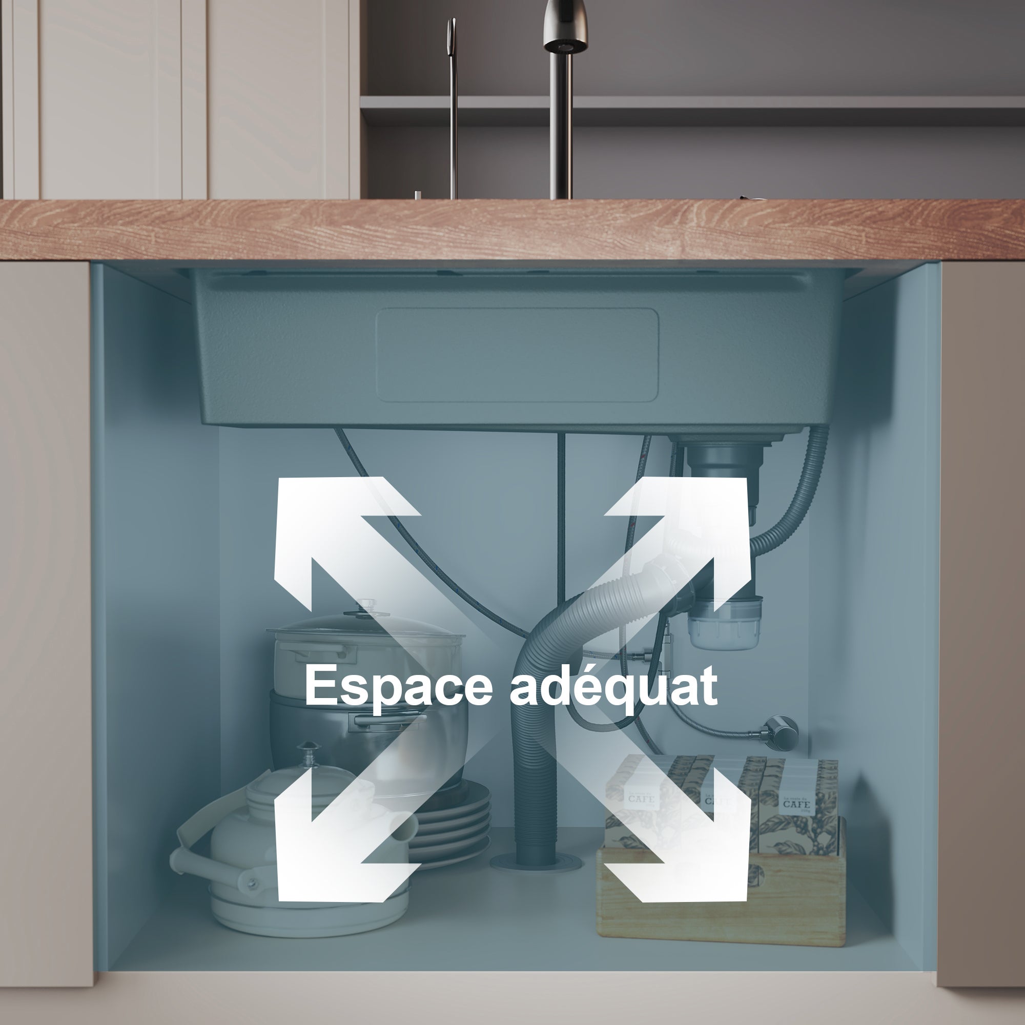 SIRHONA Évier de Cuisine Multifonctionnel Cascade 80x45 cm Robinet Extractible 3-en-1 Acier Inox 304 Anti-éclaboussures & Insonorisé - 9