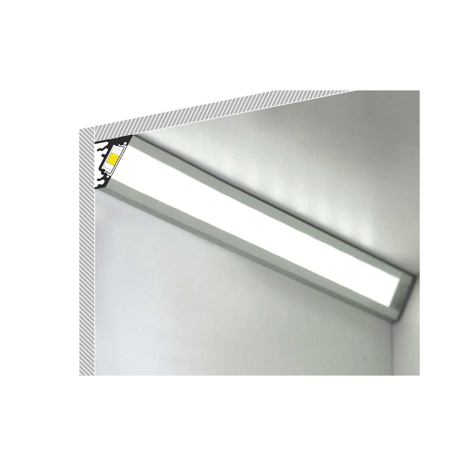 Profilo Angolare Led 2 Metri LEDKIA Angolare Per Striscia LED - Lunghezza 2 M, Per LED Fino A 11 Mm, Nero, Trasparente Profilo Alluminio