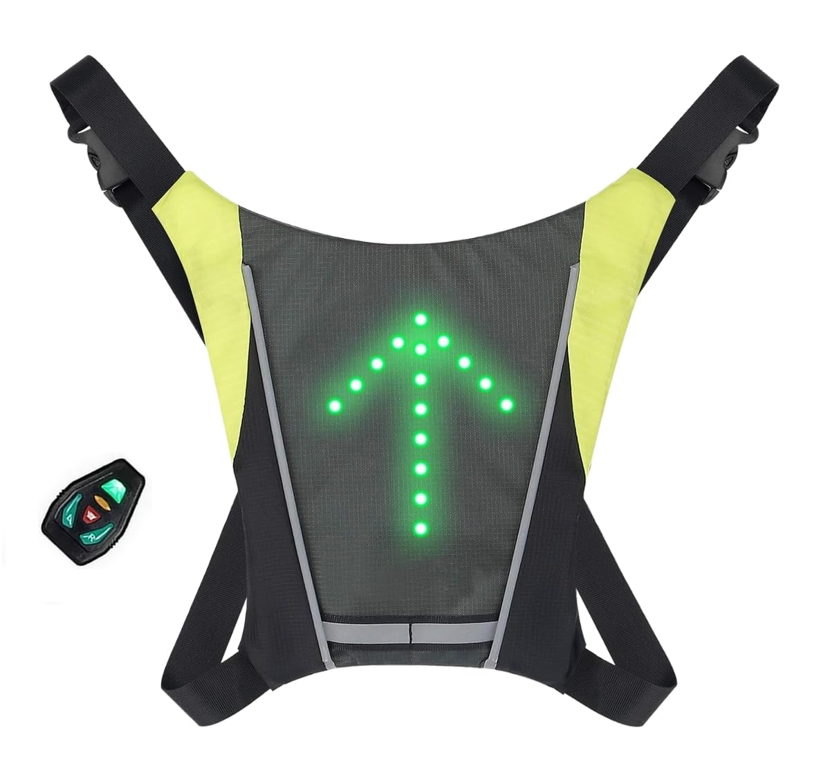 Gilet De Sécurité LED Rechargeable Pour Vélo Et Trottinette - P2R - Noir/Gris/Jaune Fluo - Taille Unique