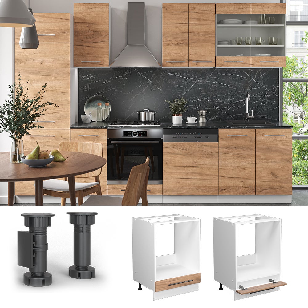 Vicco Meuble pour four Fame-Line, Chêne de force doré, 60cm sans PT - 2