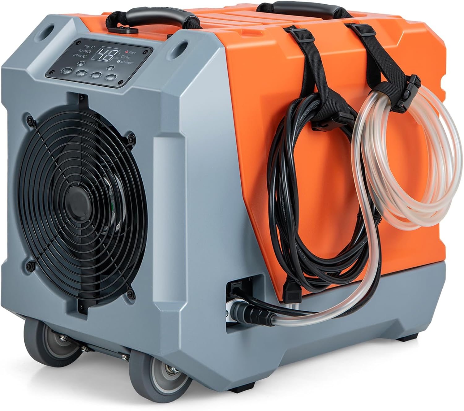 Déshumidificateur Commercial 85L/Jour, Déshumidificateur Avec Pompe Et Tuyau De Vidange Degivrage Automatique 2 Roues Et Poignee Orange 97189241