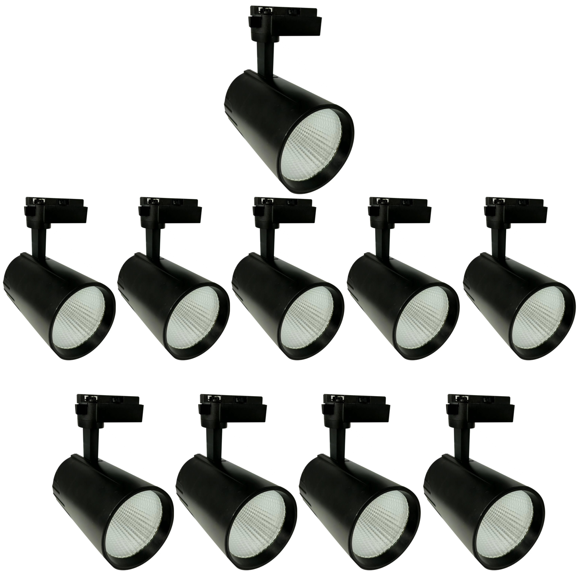 10x Reflektor sufitowy Led Track Light 30W, ciepła biel 3000K, 3000 lumenów, 185V-265V AC jednofazowy, kolor czarny