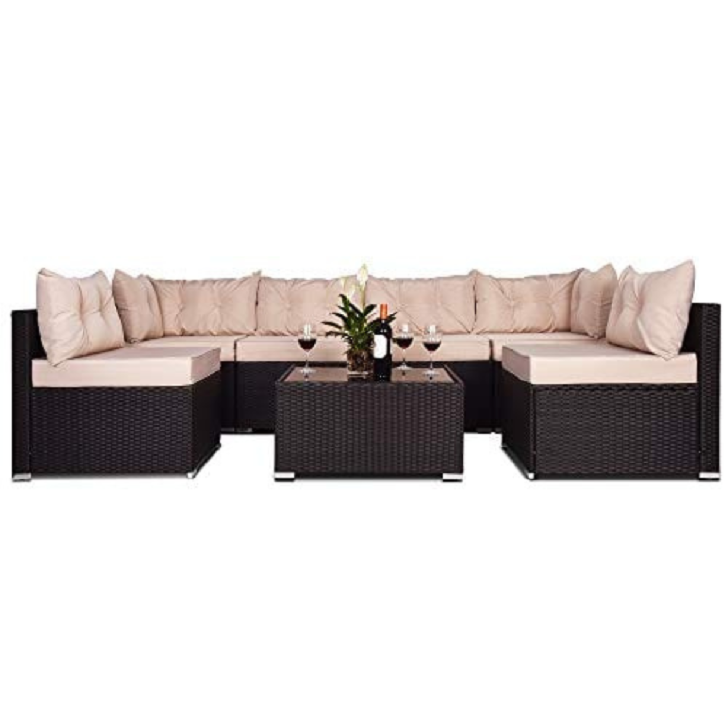 Salon de jardin en Résine tressée Noir 6 personnes - 3