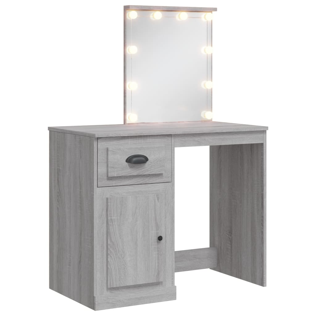 Coiffeuse avec lumières LED sonoma gris 90x42x132,5 cm - 2