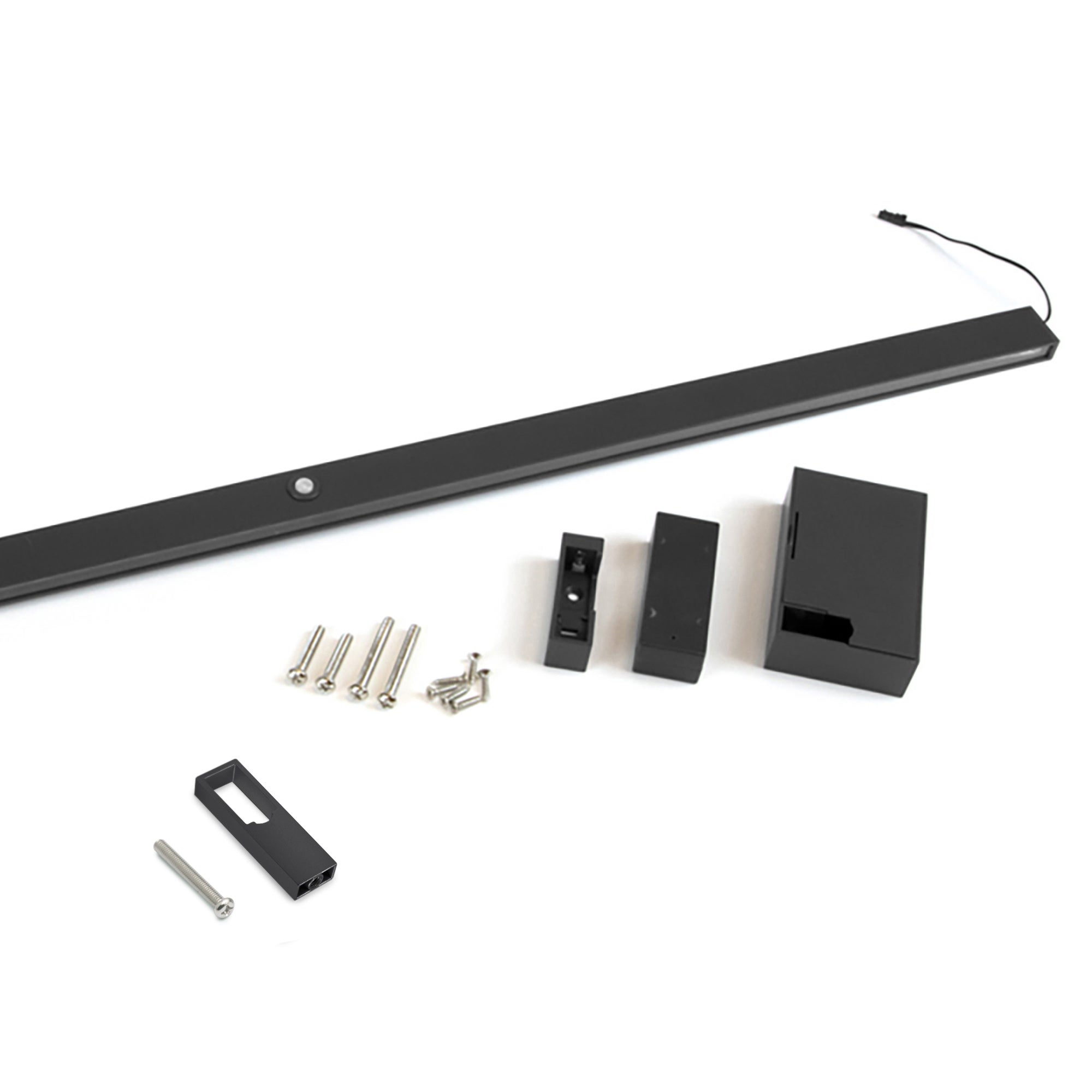 Emuca Drążek LED do szafy Castor, wysuwana bateria i czujnik ruchu, L1158 mm, Plastik i aluminium, Teksturowana czerń