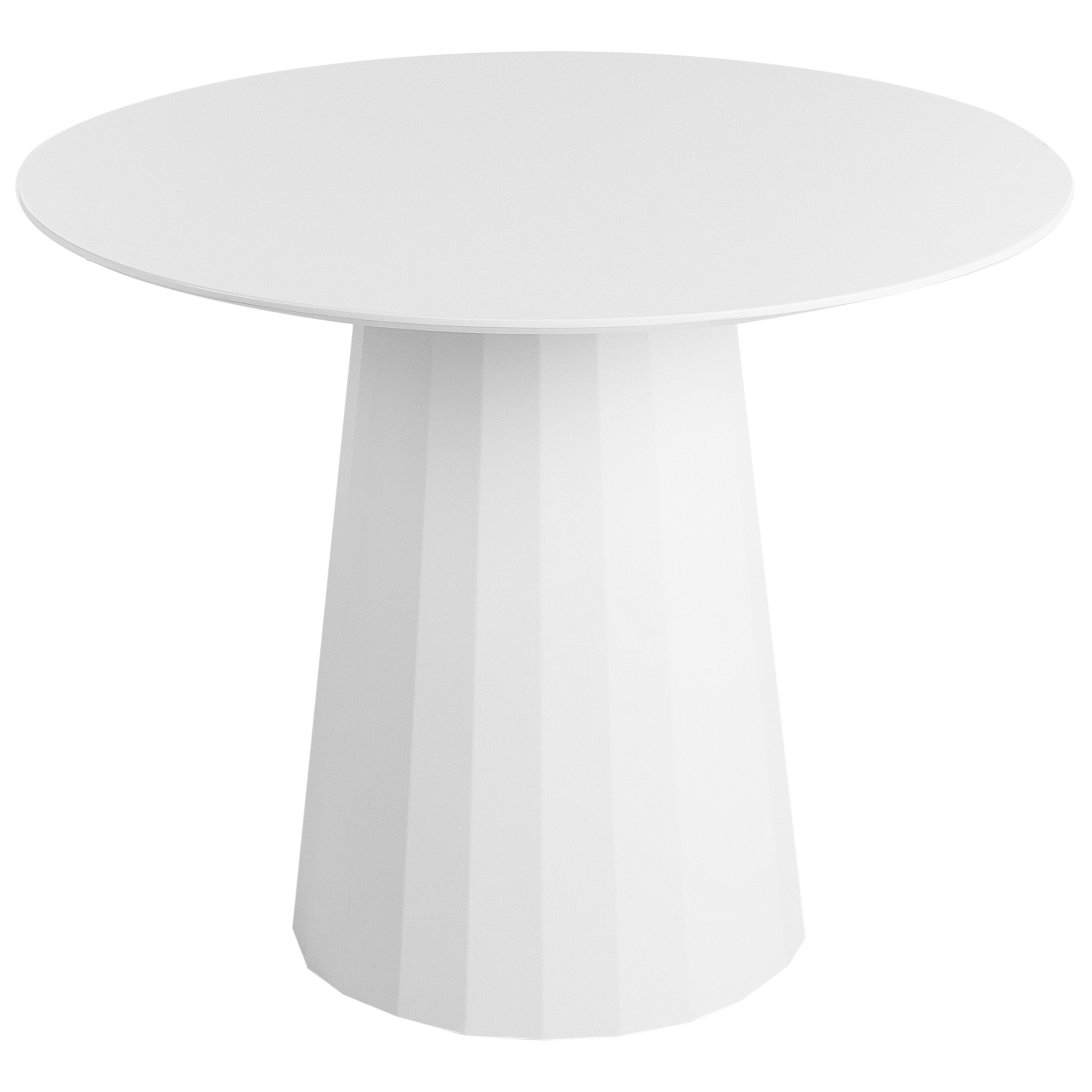Beliani Mesa De Comedor Plato 100 Cm 100 Cm Metal Blanco , Leroy Merlin