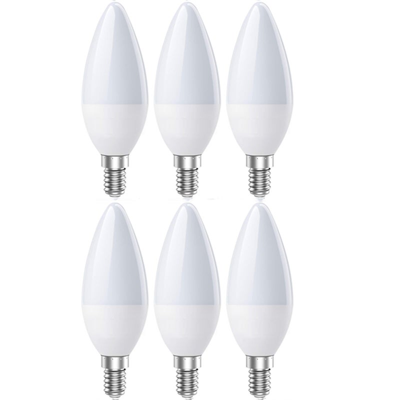 Żarówki LED E14, LED E14 Świeca Żarówka Biała Zimna 6500K, 5W 600 lumenów, odpowiednik 60W Lamp Halogenowych, Kąt wiązki 200°, Nieściemnialne