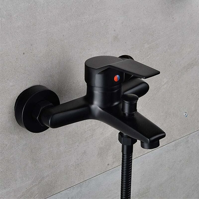 Bateria mieszająca do prysznica, wykonana z mosiądzu, do łazienki, do zimnej i ciepłej wody, matowa czerń