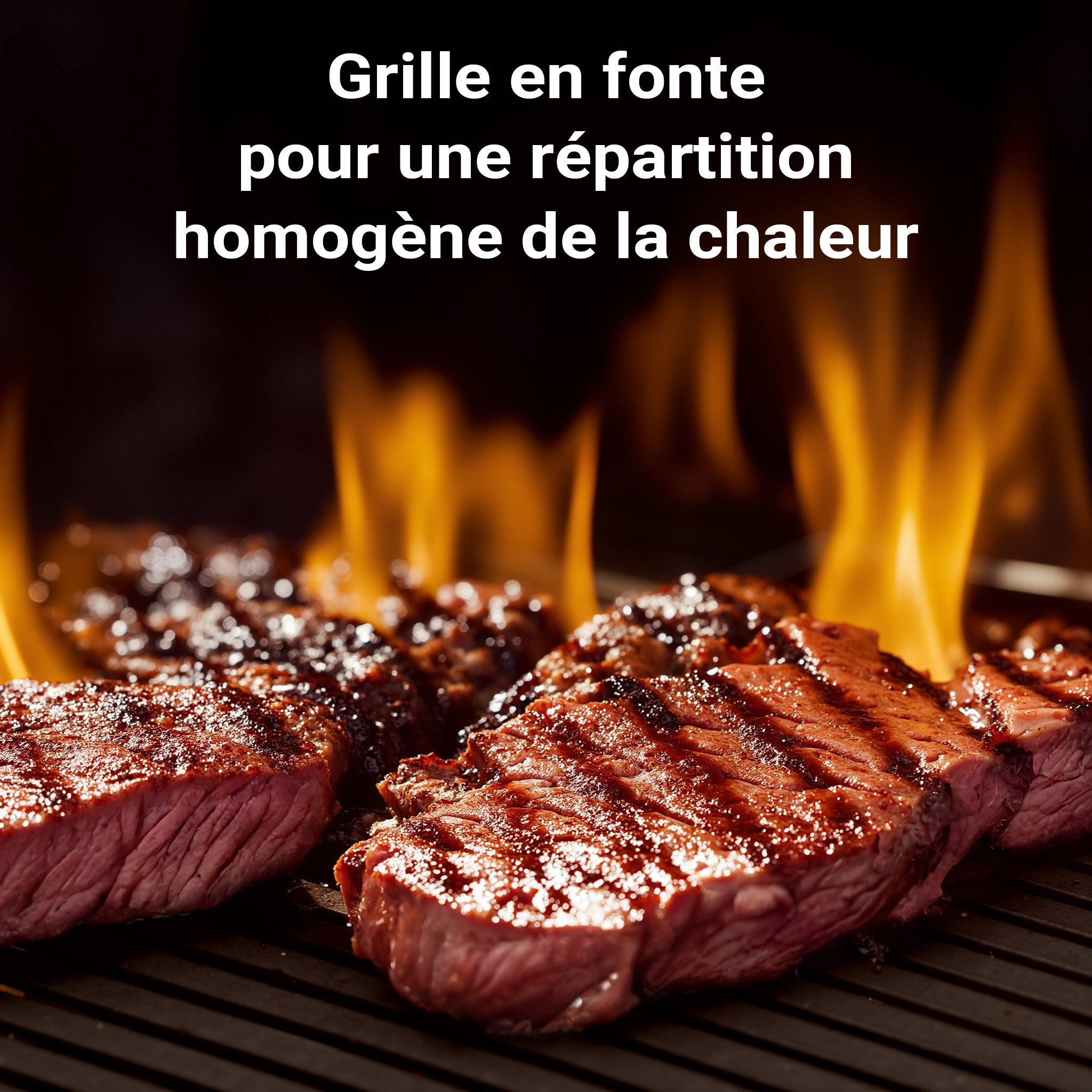 Plaque de gril BBQ semi-circulaire – 55 x 26,5 x 1,5 cm – en Fonte – Barbecue Charbon de bois ou à gaz – Grillade Cuisson – Terrasse Jardin… Wiltec... - 5