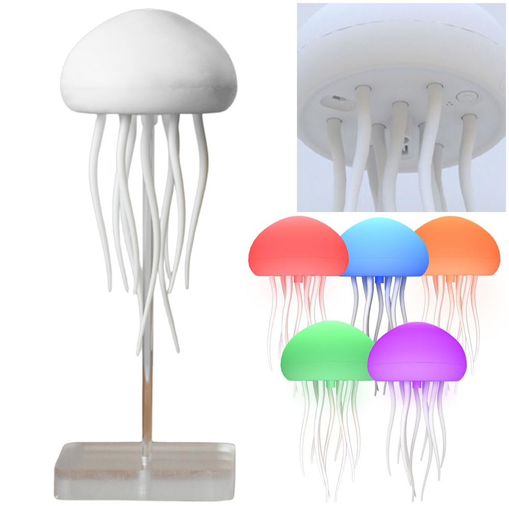 HiGropcore Lampada a medusa, lampada a medusa con controllo vocale con gambe danzanti, lampada da comodino RGB con medusa, lampada da tavolo ricaricabile con sensore touch, regali di Natale