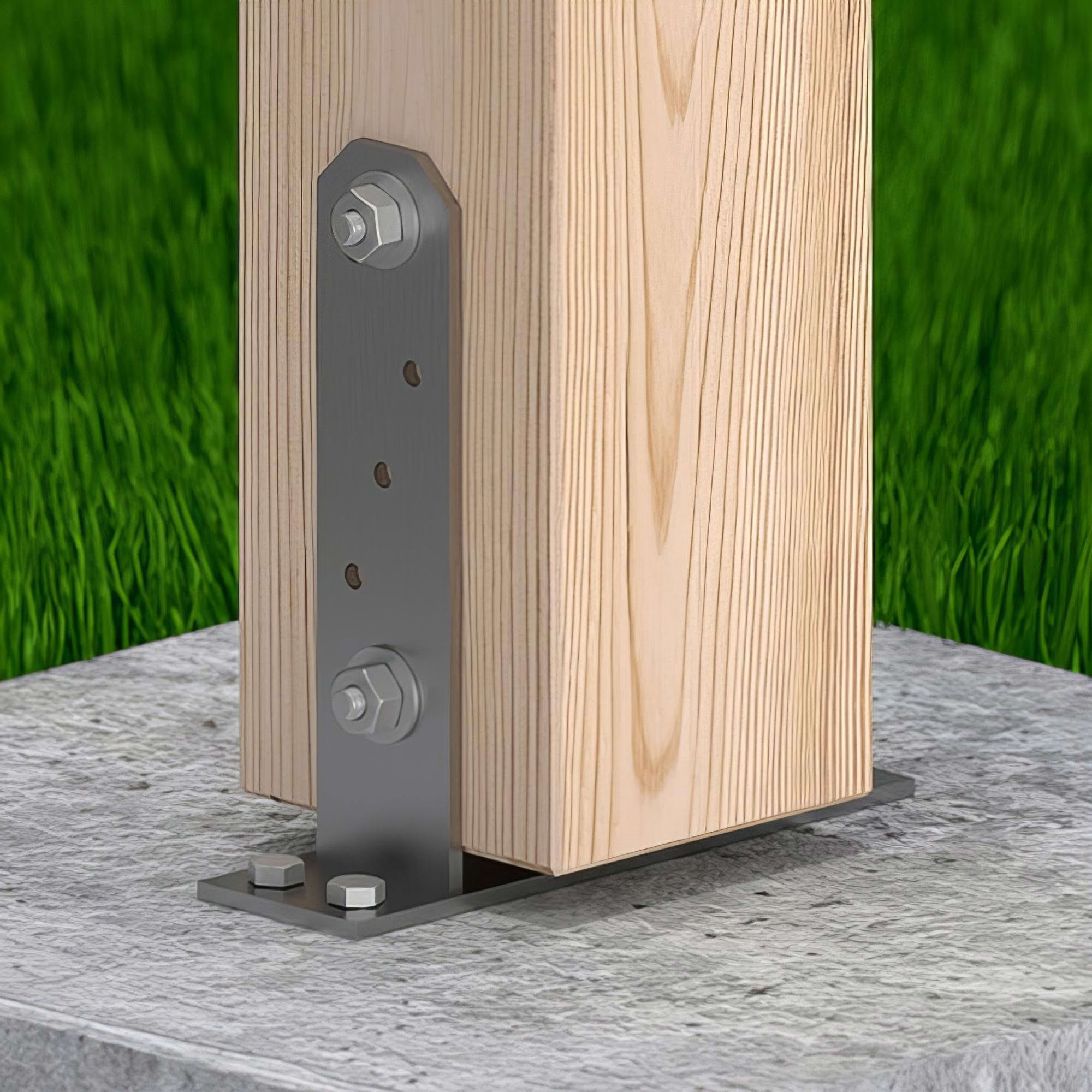 Embase pied de poteau en TT zinguée à visser - 75 x 200 x 50 x 4,0 mm - 3