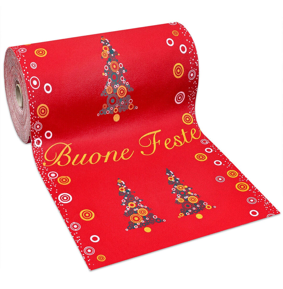 Tappeto Passatoia Natalizio In Feltro Rosso - 40m X 1m, Antiscivolo, Con Stampe Natale | Per Eventi, Negozi, Casa