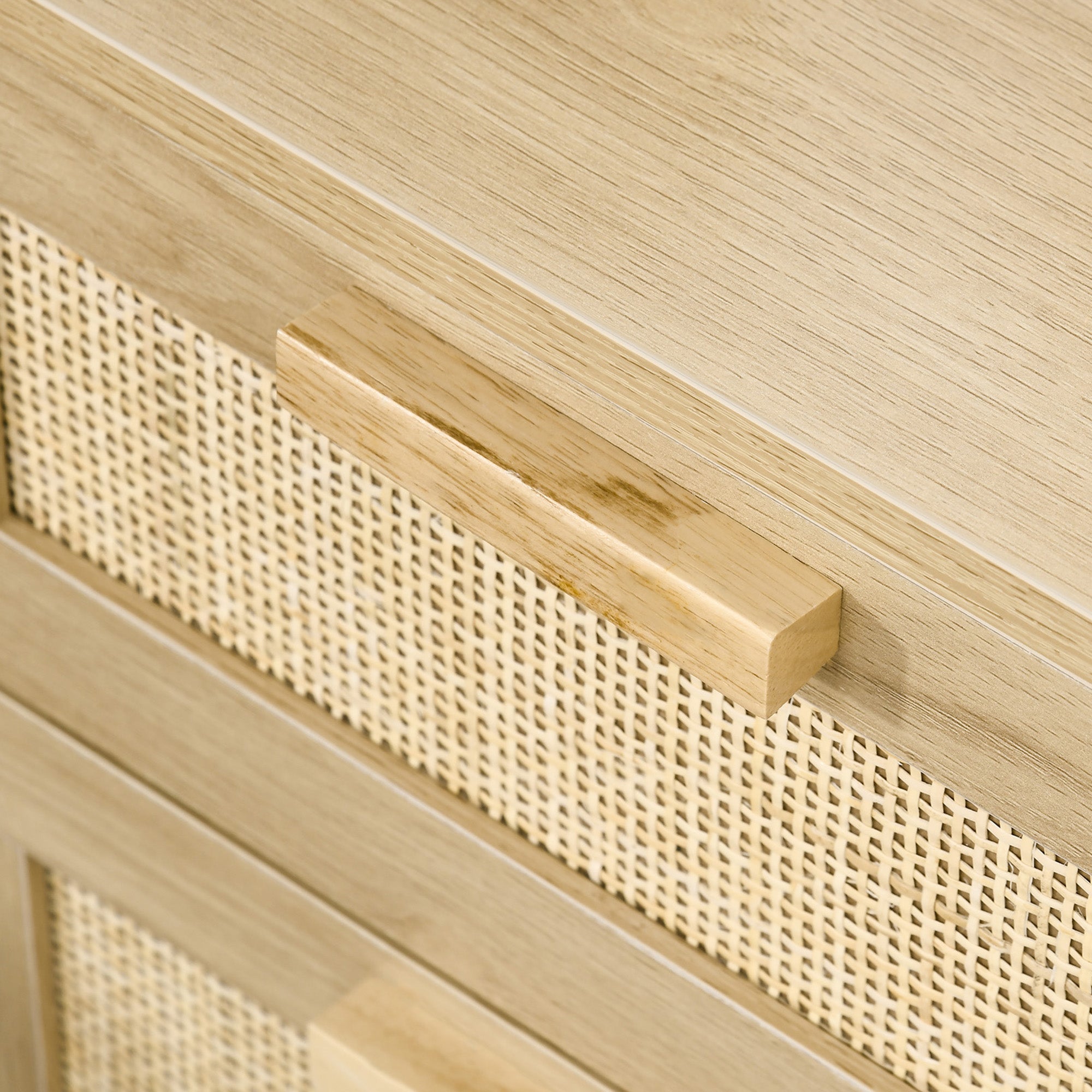 Mesa de Cabeceira HOMCOM Madeira Natural Melamina de Madeira, Vime e Madeira de Pinho 40x40x56cm - 5