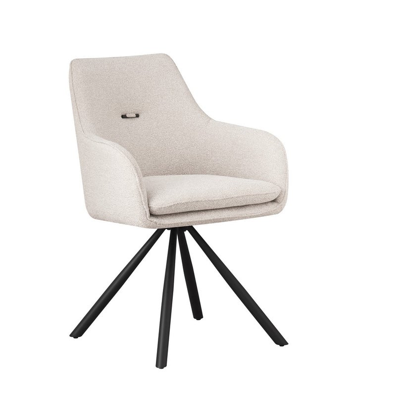 Zestaw 6 obrotowych krzeseł do jadalni z włókna syntetycznego, beżowych