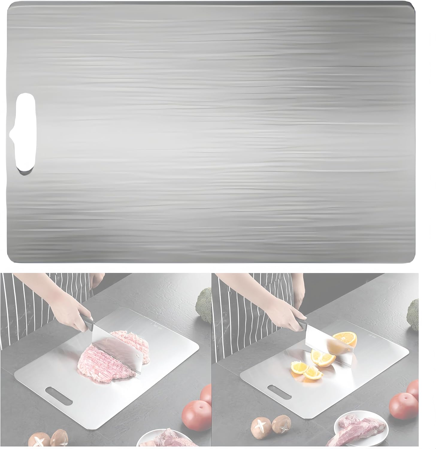 HOTUT Planche à Découper En Acier Inoxydable, Planche à