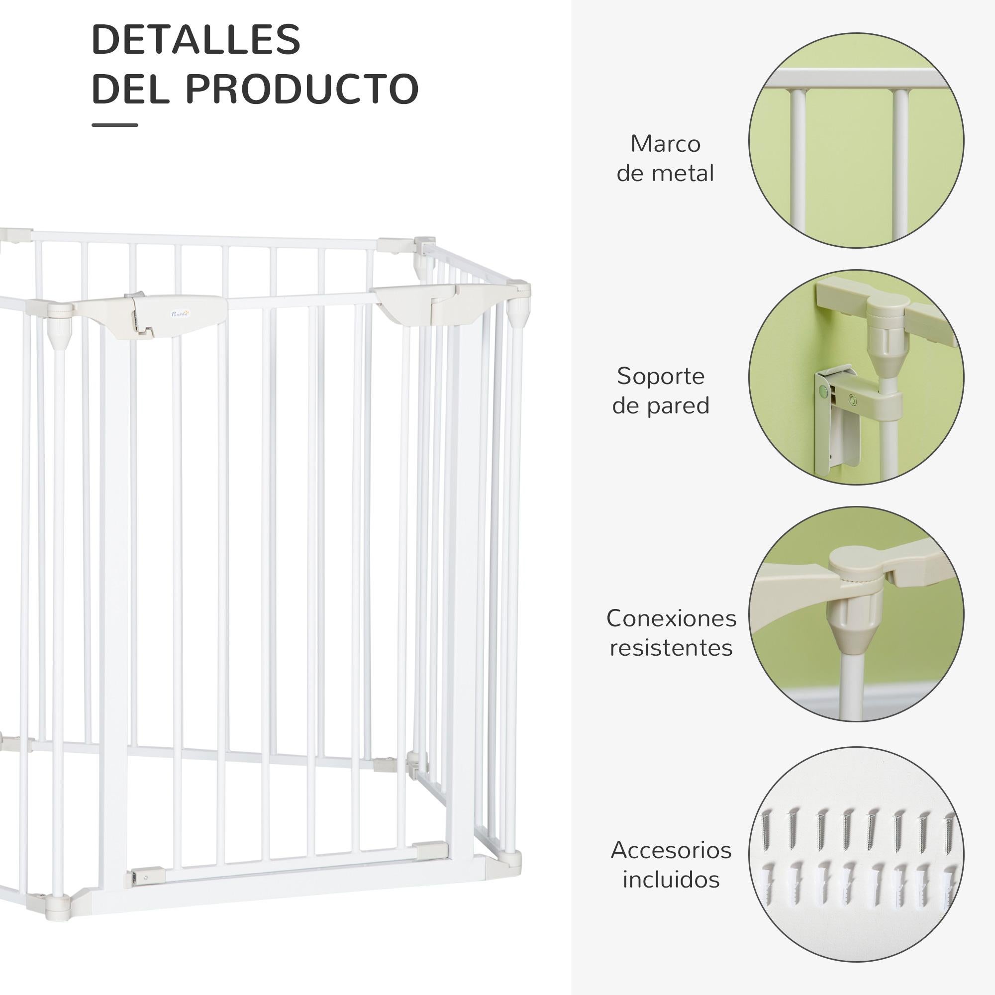 Barrera de Seguridad PawHut Metal, Plástico Blanco 300x74.5 cm - 7
