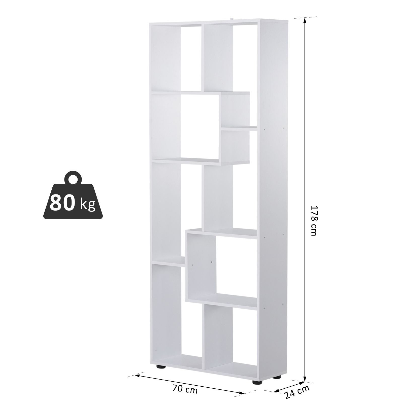 Estante HOMCOM Branco Melamina de Madeira 70x24x178cm - 4