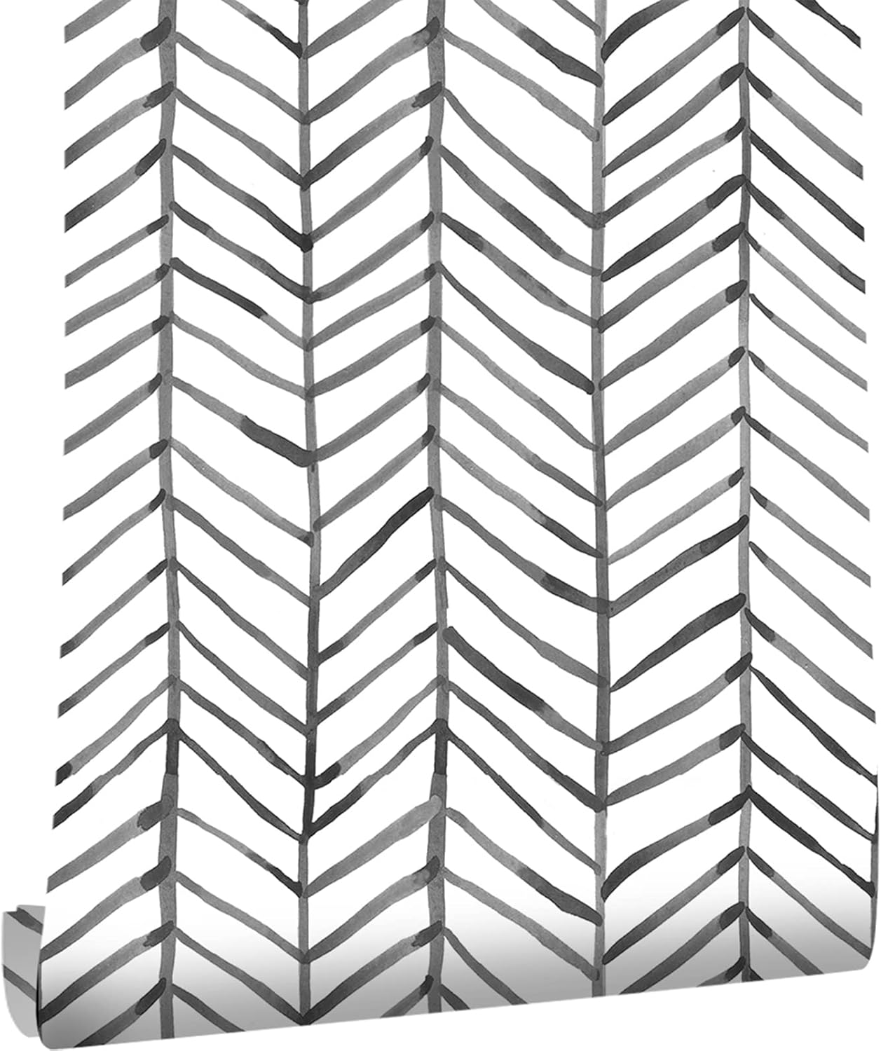 Czarno-biała tapeta geometryczna, samoprzylepna, papier kontaktowy, paski Chevron, naklejki winylowe, 44,5 x 300 cm