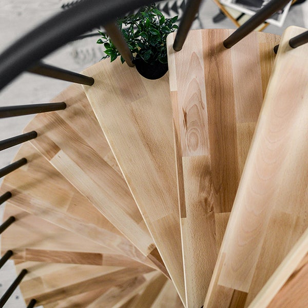 Escalier colimaçon 12 marches - Hauteur à franchir 2.28 à 2.82m - Diamètre 120cm - Structure grise et marche hêtre - BERL120-GH-12 - 4