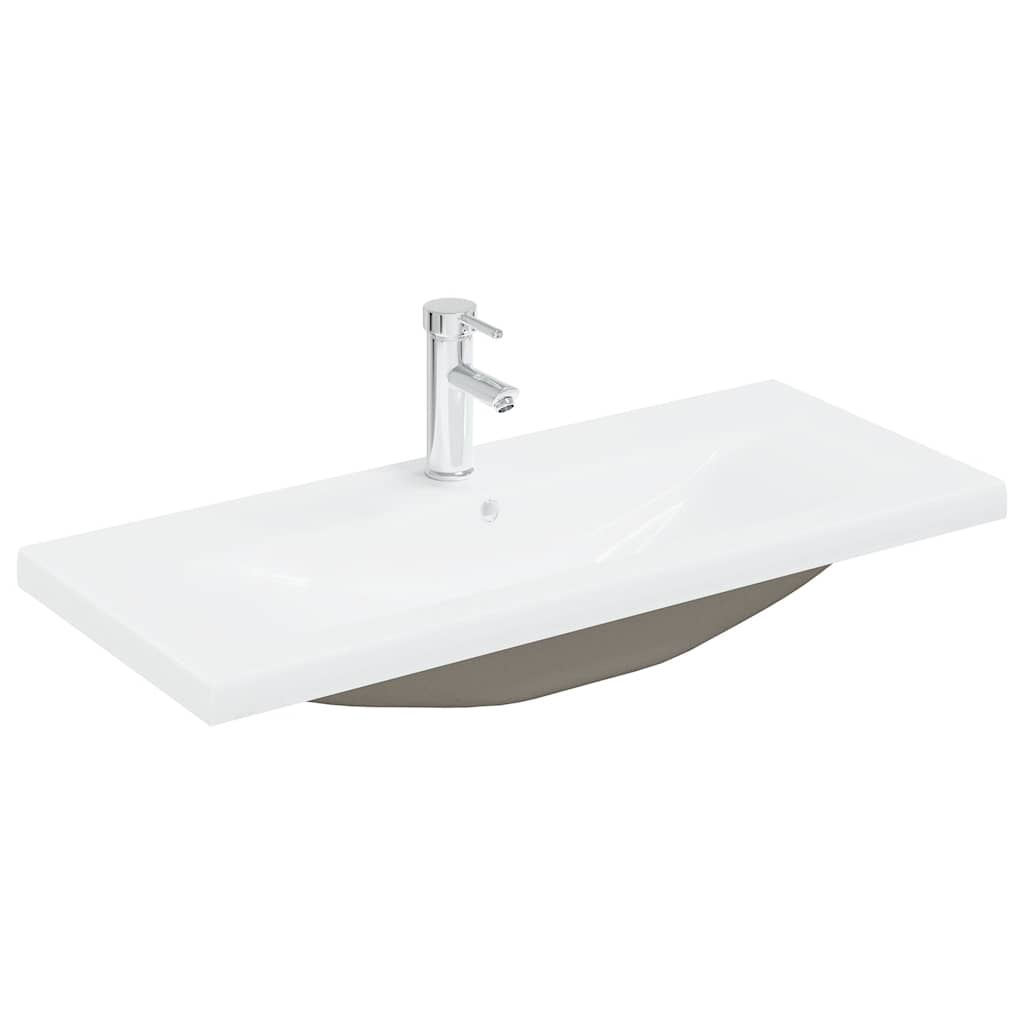 Meuble sous vasque suspendu 90 cm chêne artisanal lavabo céramique avec robinet rangement salle de bain mural – ComfortXL - 5