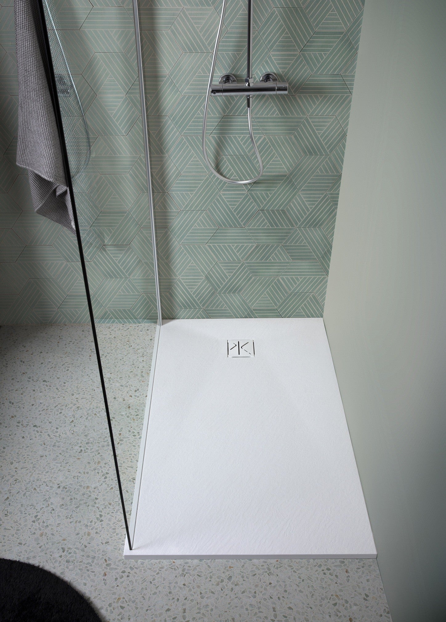 Piatto doccia in resina 140 x 80 cm in colore bianco opaco effetto pietra Kinedo PIETRAVIVA PIPIV241480BM - Bianco - 3