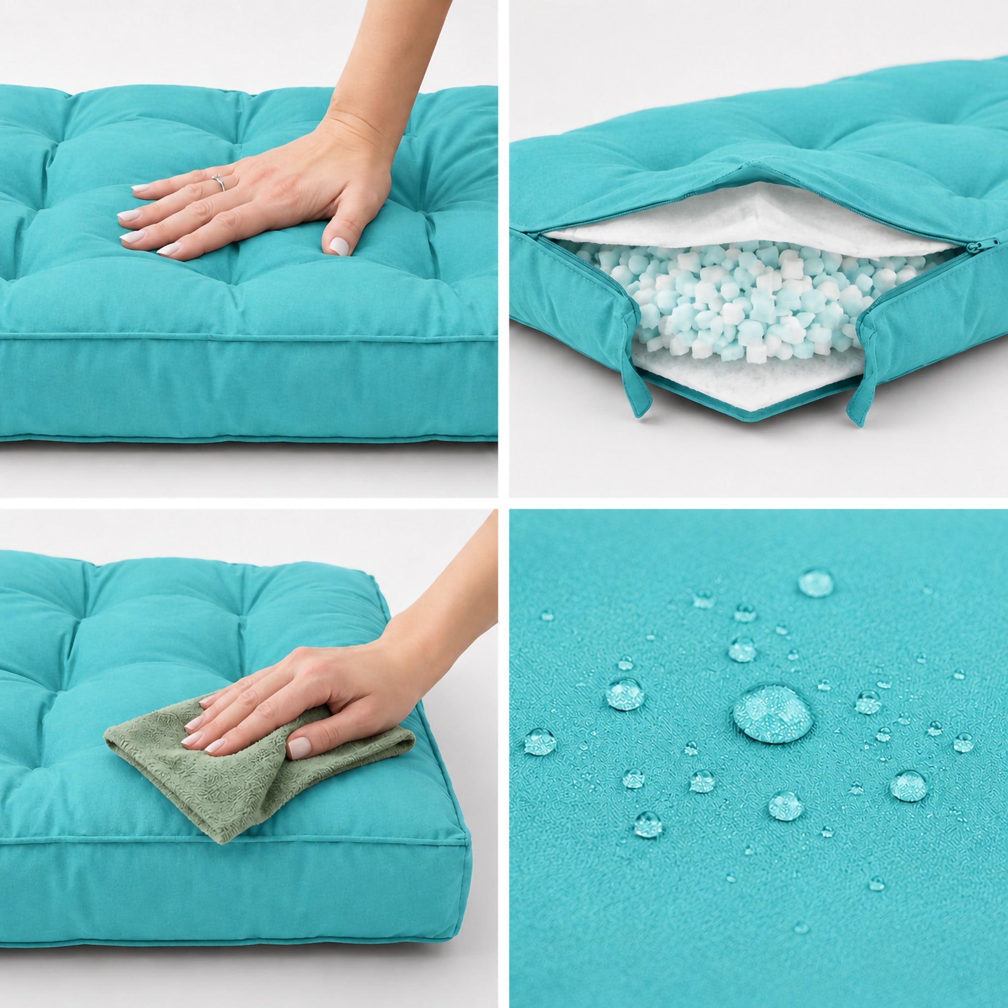 Coussins pour salon de jardin capitonné 100x50cm Bleu caraibes - 6