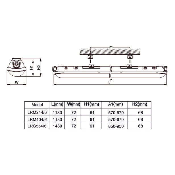 Réglette LED étanche 1500mm 55W 6600 LM 4000K IP65 - interconnectable - garantie 5 ans - 4