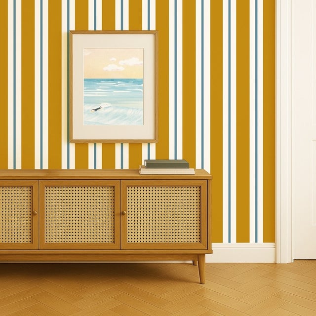 Papier peint panoramique géométrique Corfou orange vintage L.192 x H.270 cm intissé 150 g/m²