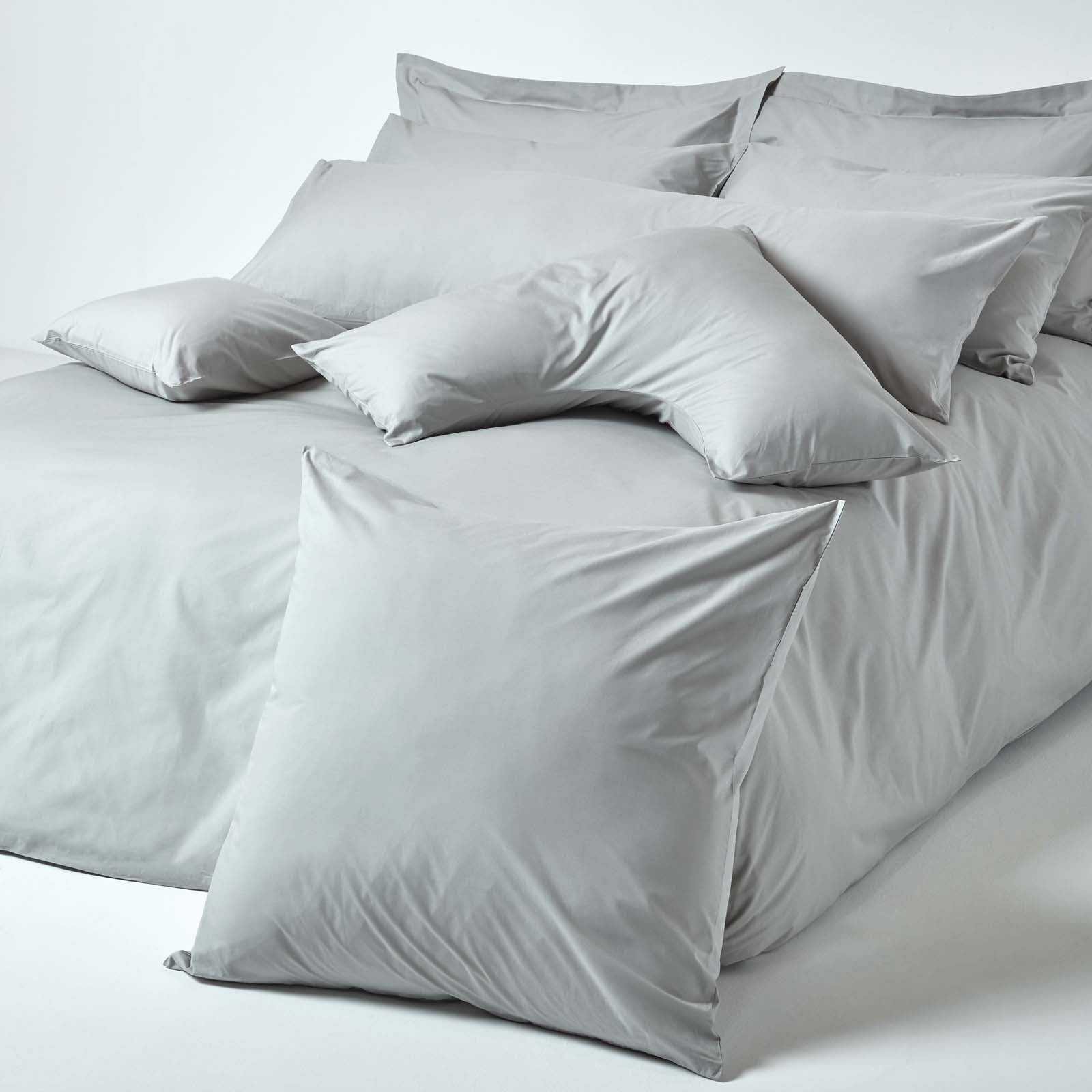 Homescapes Taie de Traversin plat en coton 200 fils Gris Acier 50 x 140 cm Env - 5