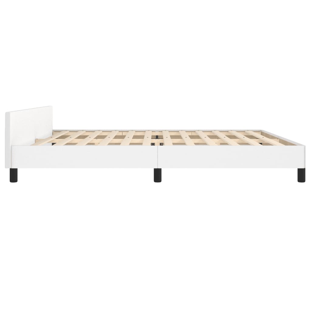 Maison Exclusive - Estrutura cama c/ cabeceira couro artificial 200x200 cm branco - 7